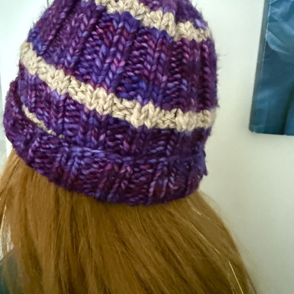 Purple and Gray Knit Beanie - Picture 2 of 3